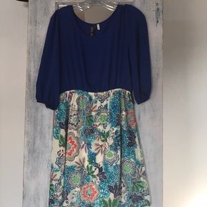 Blue rain floral dress
